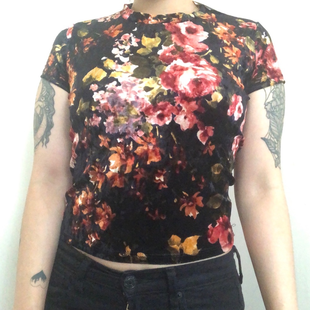 Urban Outfitters Floral Velvet Blouse